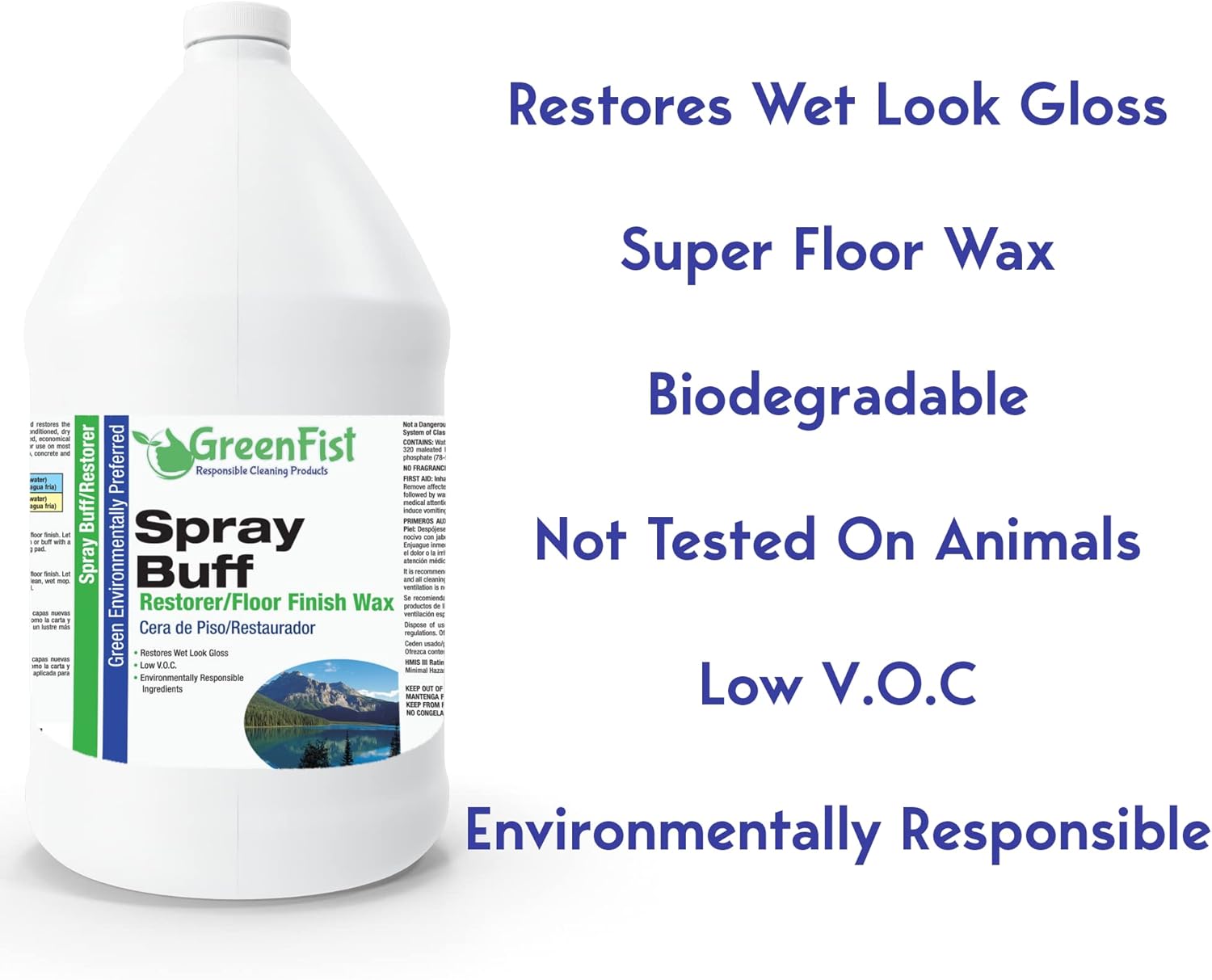 GreenFist Spray Buff Restorer Renewing Floor Finish Wax Polisher Buffer[ Removes Surface Marks, Conditioned, Dry and Spotless Floors ], 1 Gallon