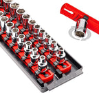 Ernst Mfg. 8493 RD Socket BOSS Tray High-Density System with (2) Red 13" Socket Rail + (28) Twist Lock Clips, 3/8" Drive - Made in USA