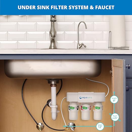 Aquasana Under Sink Water Filter System - Reduces PFAS, Lead, & Chlorine in Drinking Water - Under Counter Claryum Filtration for Kitchen - 3-Stage - Chrome Faucet - AQ-5300.56