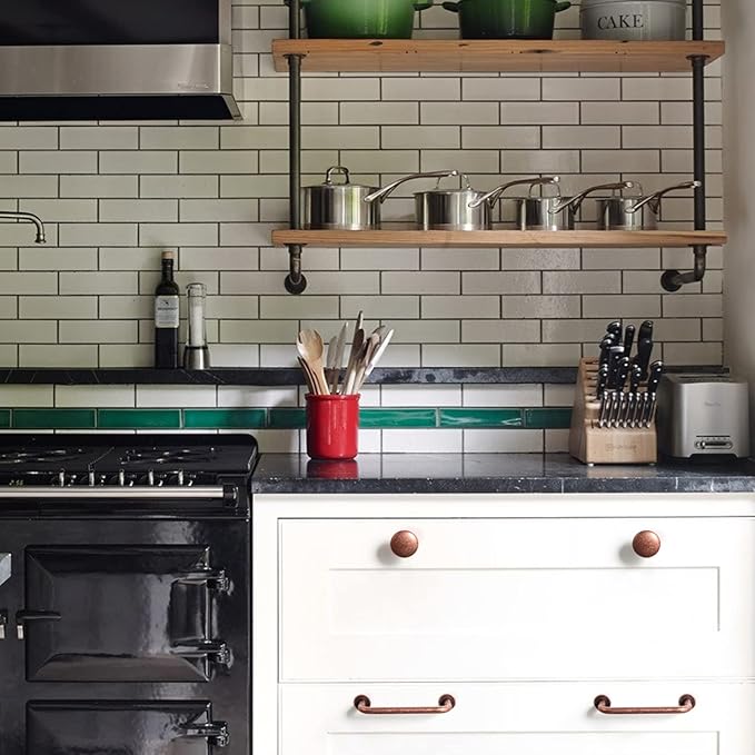 Goo-Ki 6 Pack Antique Copper Cabinet Pull Dark Copper Drawer Handles, 3 inch(76mm) c-c Solid Vintage Copper Bar Pulls Red Bronze Kitchen Hardware for Dresser Wardrobe Cupboard 9338AC-76