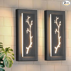 tewei LED Outdoor Wall Sconce, 15.7'' Black Outdoor Front Porch Lights Modern Exterior Lighting Fixtures, LED Exterior Wall Sconce for House, Hallway, Warm White 3000K, 2 Pack