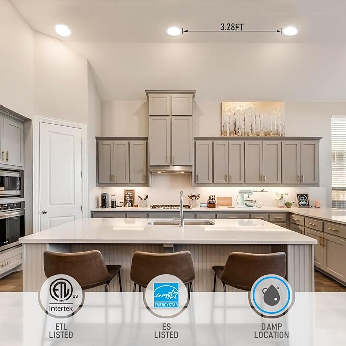 TORCHSTAR Basic Series 12-Pack 8 Inch Ultra-Thin LED Recessed Lighting with Junction Box, Aluminum, 4000K Cool White, 5%-100% Dimmable Slim Recessed Downlight, 18W 1440LM, ETL and Energy Star