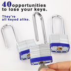 SEPOX® 20-Pcs Pack Keyed-Alike Lock Set | Sturdy Hardened Steel | Long Shank Secure | 1-9/16" 40MM Heavy-Duty Body | Same Keys 2 Pcs Each | Superb for Lockers, Tools Box, Fence