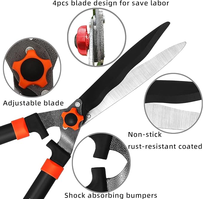 Loppers Hedge Shears & Pruners Combo Set 3-Piece Hedge Clippers, Heavy Duty Tree & Shrub Care Kit for Yard, Lawn & Garden, Professional Branch Cutter Tree Trimmer for Indoor & Outdoor Gardening