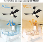 42 Inch Black Ceiling Fans with Lights and Remote Control,Dimmable LED Light,3 Wood Blades,Memory Function,Reversible DC Motor,Modern Indoor Outdoor Ceiling Fan for Bedroom Patios Office