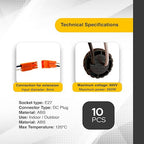 10 Pack Pigtail Light Socket Extender for E26 E27 Bulb Adapter with 15.75 Inch Cable