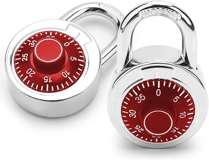 Combination Padlock,Lock for Gym and School Lockers Safe,Red Turntable,Mini Combination Lock(Pack of 2)