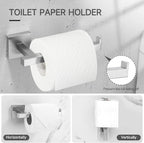 TQKAG Brushed Nickel Bathroom Hardware Accessories Set 10 Pieces, 23.6" SUS304 Stainless Steel Towel Bar Set Wall Mounted Includes Single Towel Bar, Towel Ring, Toilet Paper Holder, Double Towel Hooks