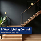 LIDER Brushed Gold Minimalist Decorator Switch with Screwless Wall Plate, Frameless Wall Light Switch, On/Off Rocker Switch, 3-Way or Single Pole, Residential Grade, UL Listed, 3 Wire, 15A 120-277VAC