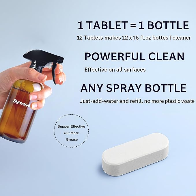 Free & Clear All Purpose Cleaner Refills – Non-Toxic Multi-Surface Cleaning Tablets (12 Pack) Makes 192 Fl Oz Spray Cleaner for Home & Kitchen – Unscented