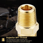 KOOTANS 1/8 NPT x 1/8 NPT Male Solid Brass Hex Nipples, Heavy Brass Pipe Adapter Fittings Equal Nipples Connectors 4Pieces