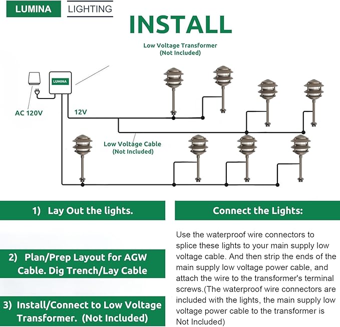 Lumina Lighting® Low Voltage Landscape Lighting Cast-Aluminum Pagoda Path and Area Light Warm White 4W G4 LED Bulb and ABS Ground Stake Included for Yard Walkway Lawn PAL0103-BZLED6 (Bronze, 6-Pack)