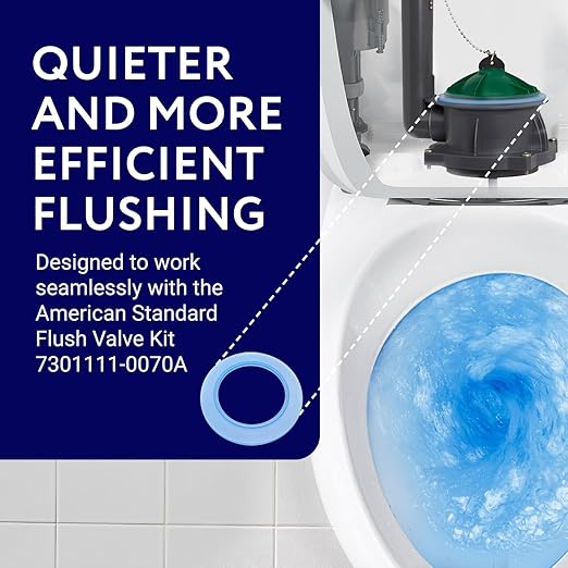 Impresa Replacement Canister Flush Valve Seal & Toilet Ring Seal - 2-Pack Blue Rubber - Compatible with American Standard Champion 4 & Eljer 4 - Fits 7301111-0070A