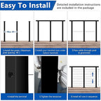 36" Expandable 2-8FT Black T304 Cable Railing Post Kit, Complete Cable Railing System with 2 Level Posts & 98ft 1/8" Wire Rope(No Handrail), Adjustable Length Easy DIY for Decks/Porch