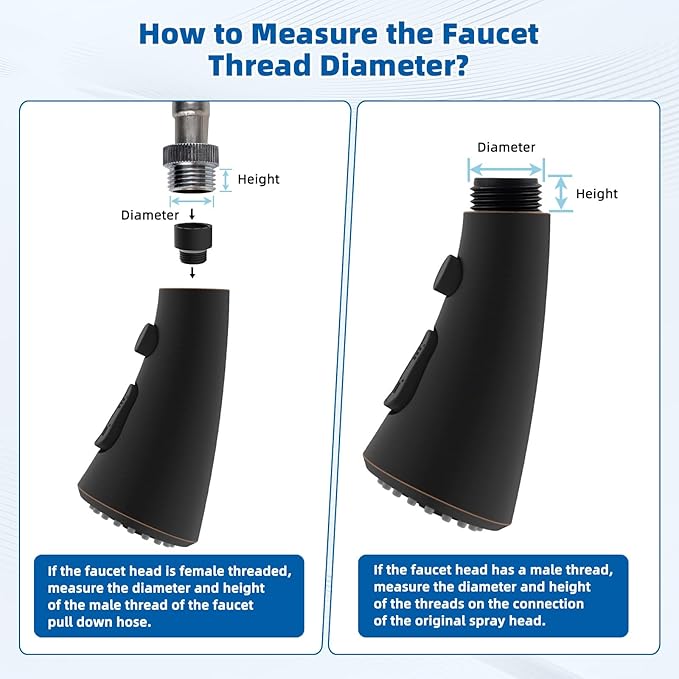 Hibbent Curved Pull Down Kitchen Faucet Head Replacement, 3-Function Kitchen Sink Spray Nozzle with 14 Adapters, Anti-Splash, Compatible with Kohler Bent Faucets, Oil-Rubbed Bronze