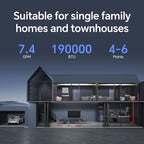 Ranein Natural Gas Tankless Water Heater, Indoor Max 7.4 GPM, 190,000 BTU Instant Hot Water Heater