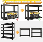 48" W Garage Shelving Heavy Duty, 3000LBS Loads Garage Storage Shelves Heavy Duty, 5-Tier Metal Shelving Units and Storage Racks, Industrial Utility Shelf,48" Wx24 Dx78 H, Black