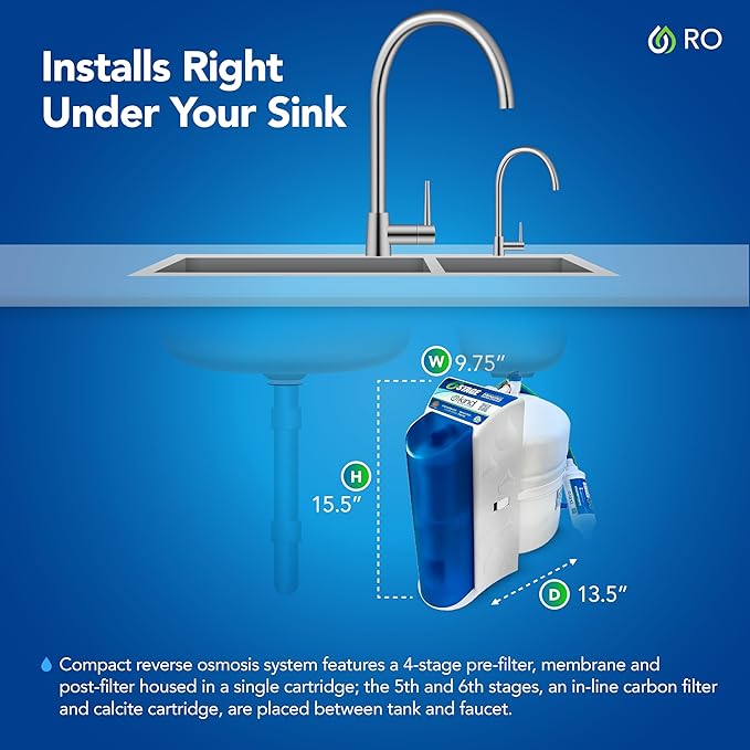 Kind Water 6-Stage Reverse Osmosis Drinking Water System with Chrome Faucet (Oil Rubbed Bronze)