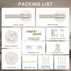 Amerdeco Front Door Lock Set with Double Cylinder Deadbolt, Exterior Entry Door Lever, Heavy Duty Entry Door Locksets for Left or Right Hand Exterior Door（Satin Nickel 2 Pack）