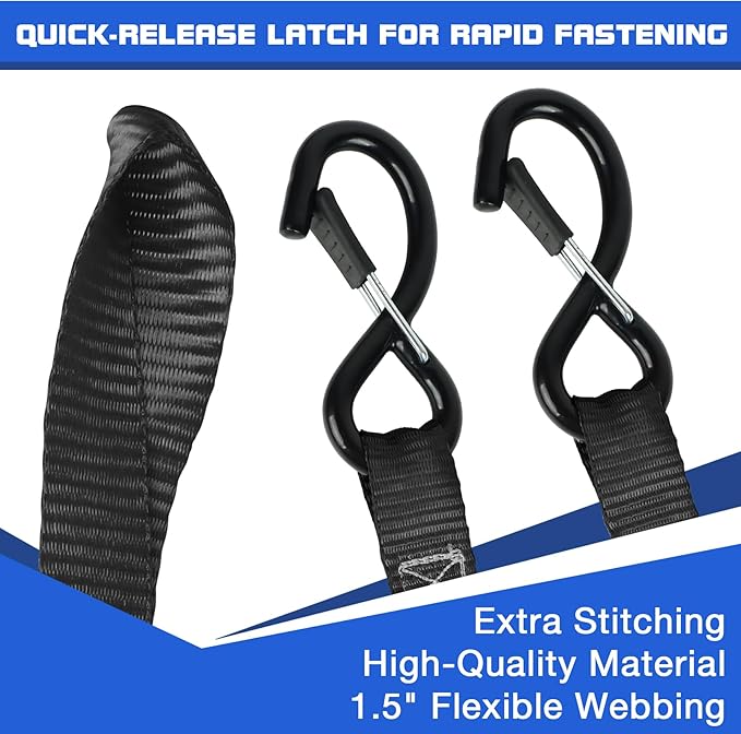 Ratchet Straps Heavy Duty Tie Down Strap Ratchet Tie Downs Ropes with Hooks 4 Pack-1" x 15 FT-2200 LB,Cargo/Truck Motorcycle Rope for Trucks Accessories-Black