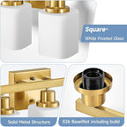 Bathroom Vanity Light,3-Light Gold Modern Bathroom Light Fixtures with Square Frosted Glass,Gold Wall Lamp Sconces for Mirror Bedroom,Living Room Hallway, E26