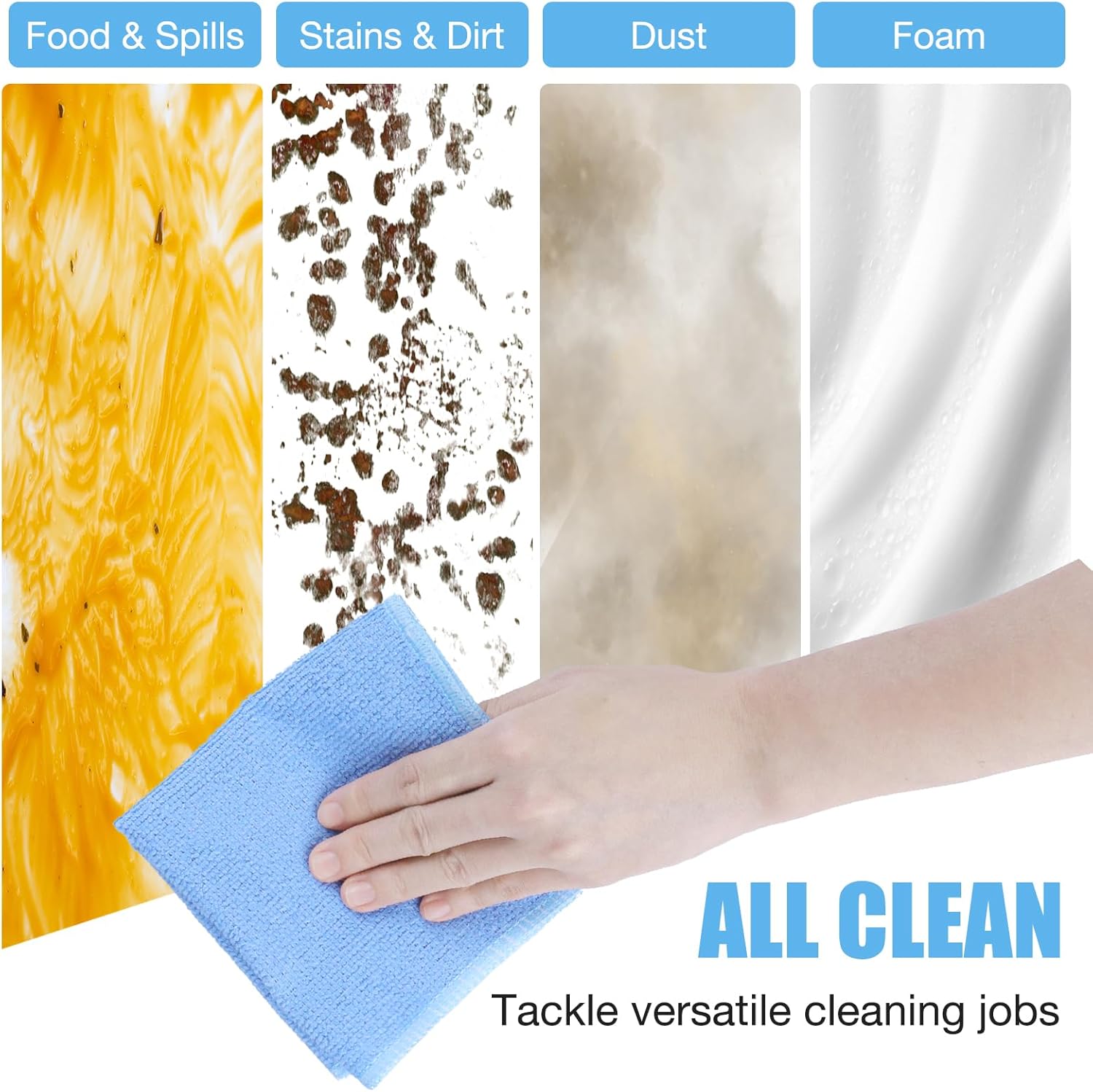 Microfiber Cleaning Cloth 28 Pcs, 4 Colors Assorted Microfiber Towels and Cleaning Rags for House and Kitchen Reusable and Washable Dusting Cloth