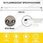 25 Pack F32T8/841 Fluorescent Tube 48 Inch, T8 Fluorescent Light Bulb 4 Foot 32 Watt 4100K Cool White 2600 Lumens G13 Base