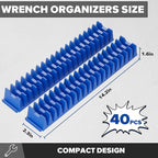 40PCS Modular Wrench Organizer Wrench Holder - Wrench Tool Organizers for Tool Drawer Storage, Wrench Storage Set with Metric & SAE Label, Wrench Rack Tool Gift for Professional Mechanics Men, Blue