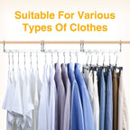 HOUSE DAY 10.5 Inch Closet Space Saving Wardrobe Clothing Magic Hangers Oragnizer Heavy Chrome Hangers, Updated Hook Design Pack of 8