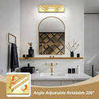 Modern LED Bathroom Lights Fixtures(3-Light),Metal Gold Acrylic Wall Lighting,Vanity Lights for Bathroom Over Mirror 6000k 16In