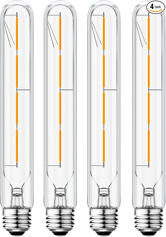 E26 LED Tubular Bulbs,Soft White 3000K,T10 Dimmable LED Bulb,8.9in Tube Edison Light Bulbs 4W Dimmable Tube Vintage Led Bulbs 40 Watt Equivalent,E26 Medium Base Lamp (4-Pack)