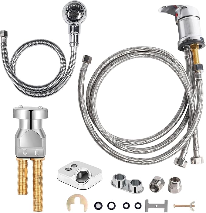 ZILAMPU Salon Shampoo Bowl Sink Faucet Vacuum Breaker Replacement Kit Hair Salon Waterproof Faucet with Shampoo Bowl Hose and Sprayer Replacement Parts for Shampoo Bed Basin for Backwash Barber Chair