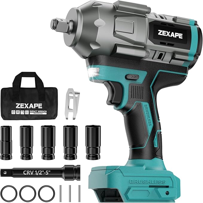 Cordless Impact Wrench 1/2 inch for Makita 18V Battery, Impact Wrench 950Ft-lbs High Torque Brushless Electric Impact Gun, Power Impact Driver with 3-Mode Speed, LED Work Light(no battery)