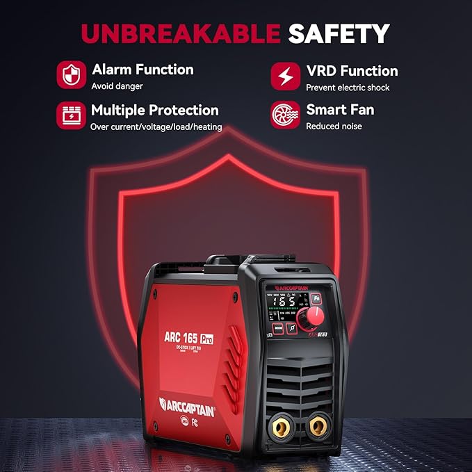 ARCCAPTAIN iControl ARC165 Pro Stick Welder, [APP Control] 165Amp ARC/Lift TIG Welding Machine, Large LED Display, IGBT Inverter 120V/240V MMA Welder with Hot Start, Arc force, and Anti-Stick
