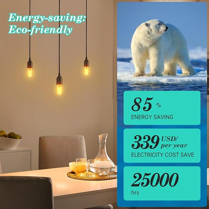 AMDTU Light Bulbs 75 Watt Equivalent, Ultra Filament Spiral LED Edison Bulb 7W, 700 Lumens E26 Base Edison LED Bulbs Dimmable, Soft White 2700K T45 Clear Glass Bulbs, 4 Pack