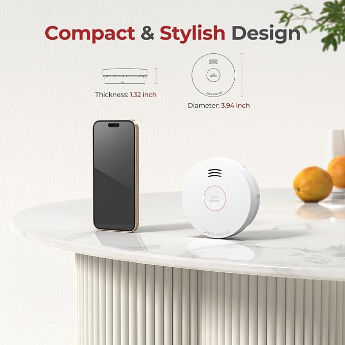 SITERLINK Smoke Detectors 10 Year Battery Operated,UL217-9th Listed Smoke Alarm with Test-Silence Button,Photoelectric Sensor Fire Alarms Smoke Detectors with LED Lights for Home, GS525A (4 Pack)