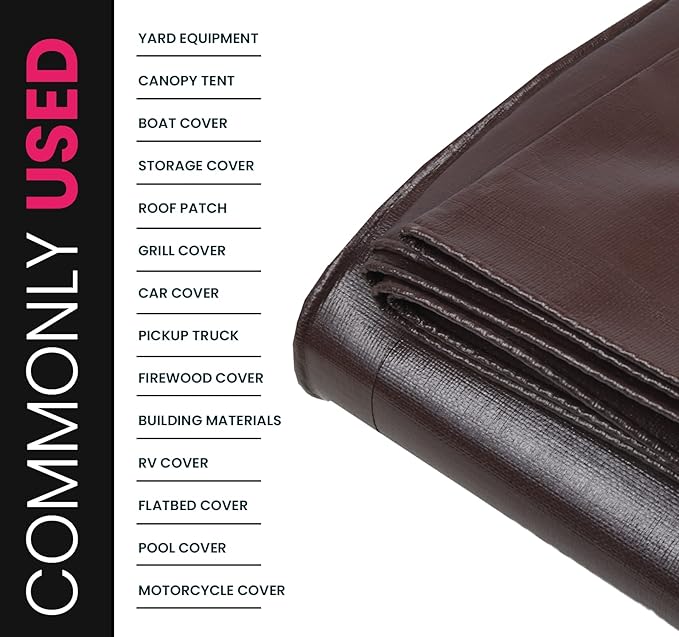 PROTARP Extreme Heavy Duty 22 Mil Tarp Cover, Waterproof, UV Resistant, Rip and Tear Proof, Poly Tarpaulin with Reinforced Edges for Roof, Camping, Patio, Pool, Boat. (Brown/Black 30′ X 50′)