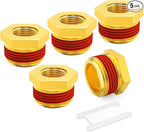 GASHER 5Pcs Brass Reducer Hex Bushing 1/2" NPT Male x 1/8" NPT Female, Brass Threaded Pipe Fitting With Sealant