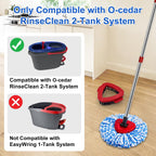 Spin Mop Handle Mop Heads and Base Replacement Sets Compatible with O Cedar EasyWring Rinseclean 2 Tank System, Flexible & Reusable(1 Sets Stainless Steel Handle & 2 Refills & 1 Base & 1 Scrub Brush)