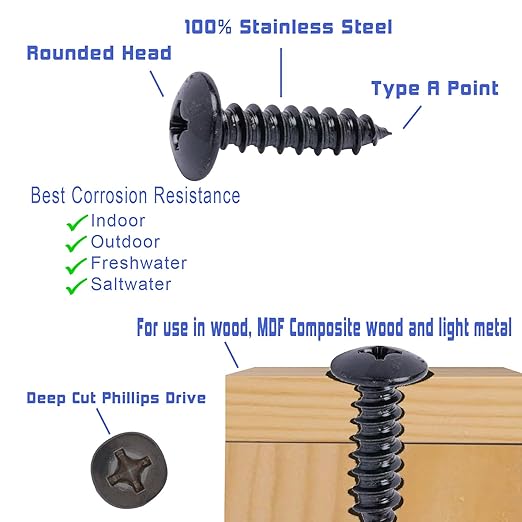 Bolt Dropper #10 X 3 inch Stainless Truss Head Phillips Wood Screw (25 Pieces), 18-8 (304) Stainless Steel Screws, ssd Screws