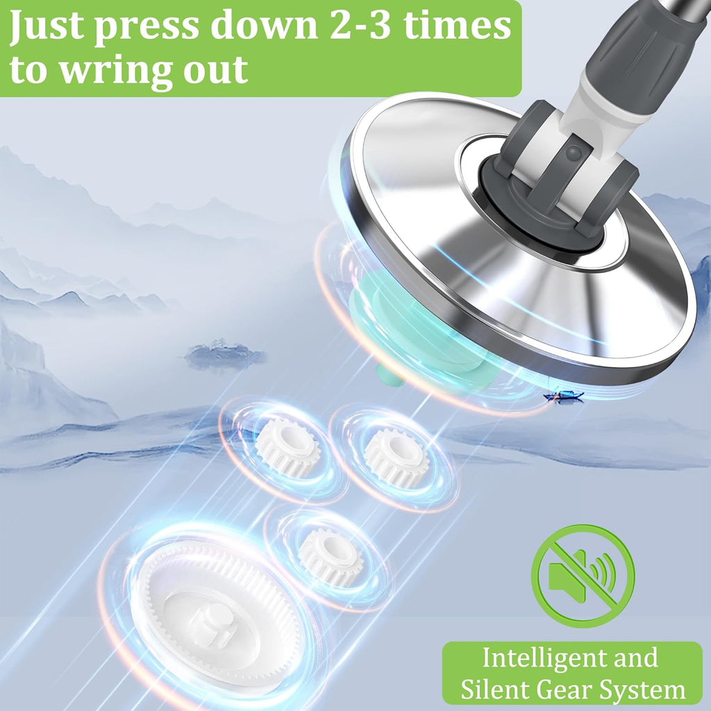 Mop and Bucket with Wringer Set for Home, Spin Mop and Bucket Mops for Floor Cleaning 61" Extended Handle with 6 Mop Head Replacement for Hardwood Tile Laminate Home Cleaning Tools