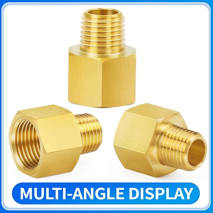 ChillWaves Brass Pipe Fitting Extension Adapter 3/4" NPT Female x 3/4" NPT Male Thread Adapter(3-PACK)