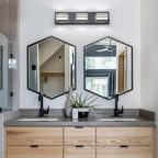 Black Vanity Lights 3 Light Bar Light for Bathroom 20 Inch Mirror Light Fixtures Black Bath Lamps above Mirror 18W Vanity Sconces Modern Bathroom Sink Lights Acrylic Wall Lighting for Restroom