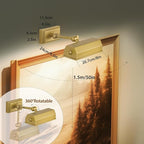 Picture Lights for Wall Hardwired, 8" Brass Picture Light, Brush Gold Art Light, 2700k Dimmable Gallery Lights, Vintage Wall Picture Light Painting Light for Artwork Poster Portrait Display