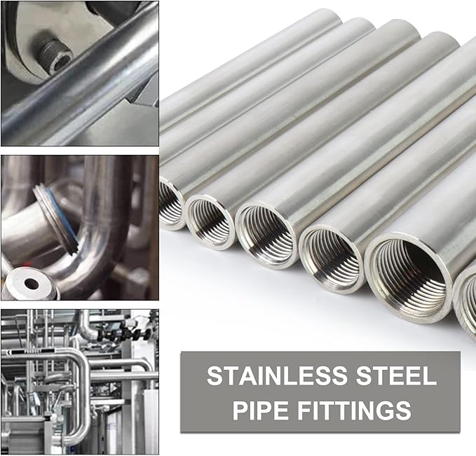 TAISHER 4PCS Stainless Steel Pipe Fittings, 3/4" NPT Female x 3/4" NPT Female Threaded, 2" Length Nipple Cast Pipe