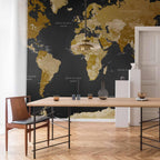 artgeist Premium Wall Mural World Map 138x101 in - XXL Non-Woven Wallpaper Fleece Wall Decor Photo Print Picture Image Design Home Map of The World k-A-0092-a-a