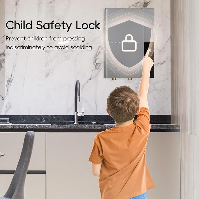 11kW 240V Tankless Water Heater Electric, On Demand Instant Hot Water Heater, Up to 2.6 GPM, with LED Temperature Display, Self-Modulating Technology ETL Certified