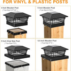 Solar Post Cap Lights Outdoor 4Pack [LED Bulb, 2 Brightness Setting] Fence Post Solar Lights Waterproof for 4x4 5x5 or 5.5x5.5 Wood Posts, Warm Bright Bulb Lighting for Garden Deck Yard