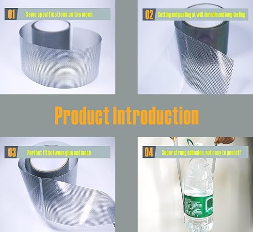 Window Screen Repair Tape，3IN X 16.5FT (196IN) Screen Tape mesh Repair for Window Screen and Screen Door tears Holes (Grey)