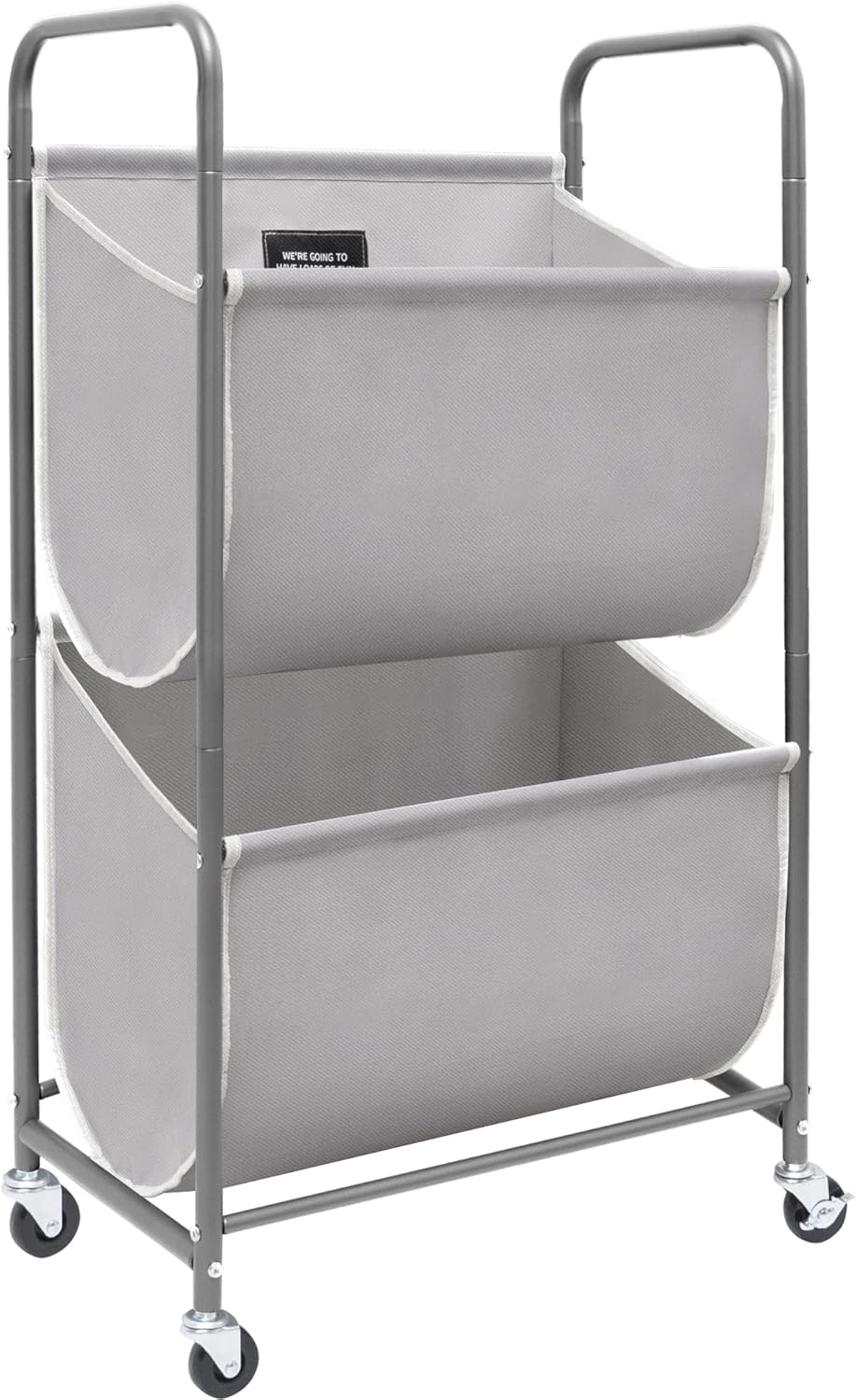 STORAGE MANIAC 80 Liters Vertical Rolling Laundry Hamper, 2 Section Laundry Sorter with Wheels and 2 Breaks, 2-tier Laundry Baskets for Small Space, Dorm, Laundry Room, Closet, Bathroom, Gray 2-tier